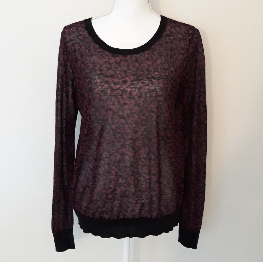 Ann Taylor LOFT animal print sheer sweater XL